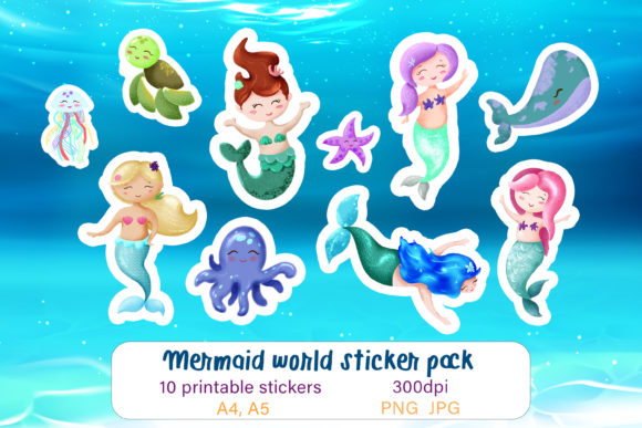 Download Cute Mermaid Stickers Printable Stickers - Cute mermaid stickers Collection