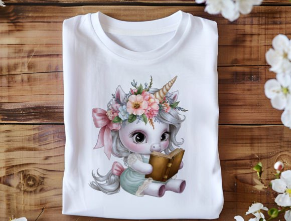 Download Baby Unicorn Reading Png, Floral Crown - Unicorn Collection
